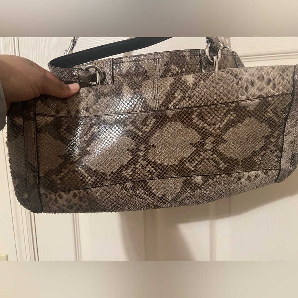 Coach Morgan Python Satchel Shoulder Bag - Black … - image 5